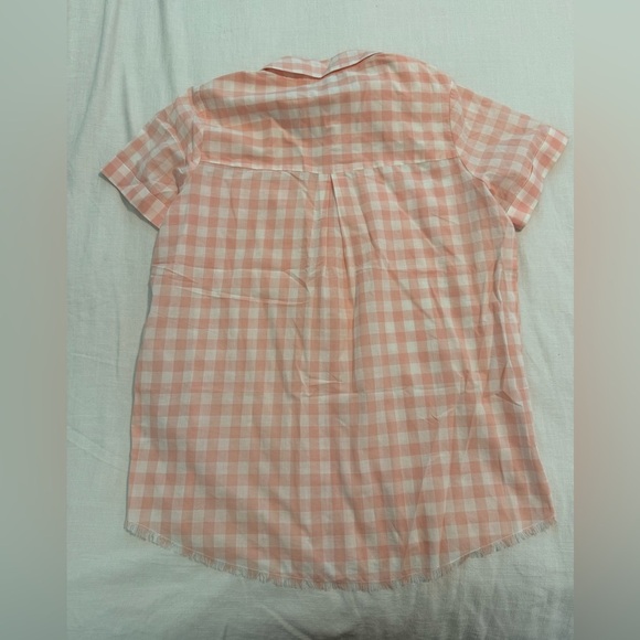 NWOT Show Me Your MuMu Antonelli Top Peach Gingham Blouse Medium Short Sleeve - Picture 2 of 4